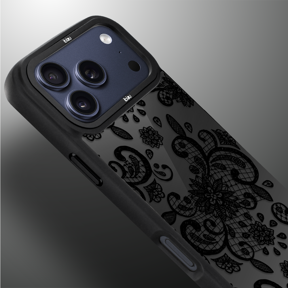 Etui do iPhone 17 Pro Max IBIZU DropGuard Matt z MagSafe, Midnight, Koronkowa czerń ip 17 pro-4