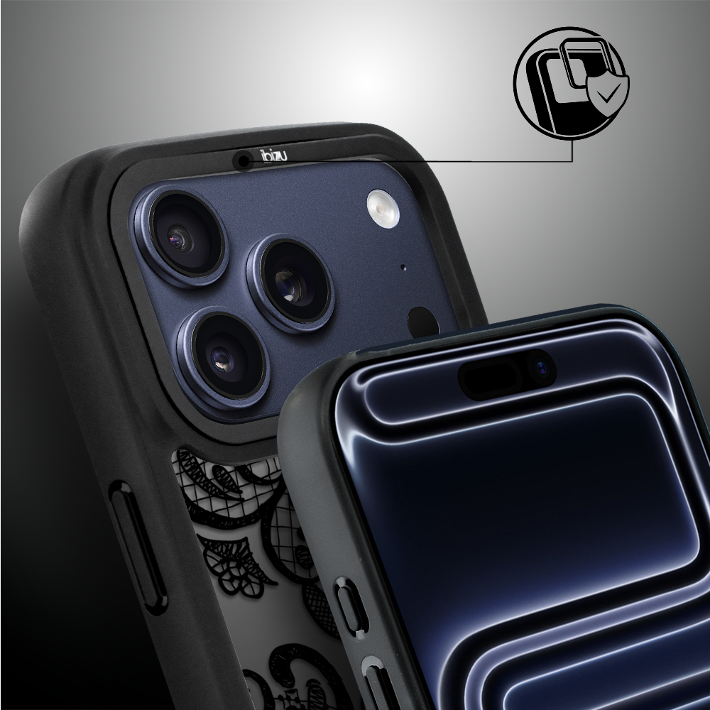 Etui do iPhone 17 Pro Max IBIZU DropGuard Matt z MagSafe, Midnight, Koronkowa czerń ip 17 pro-5