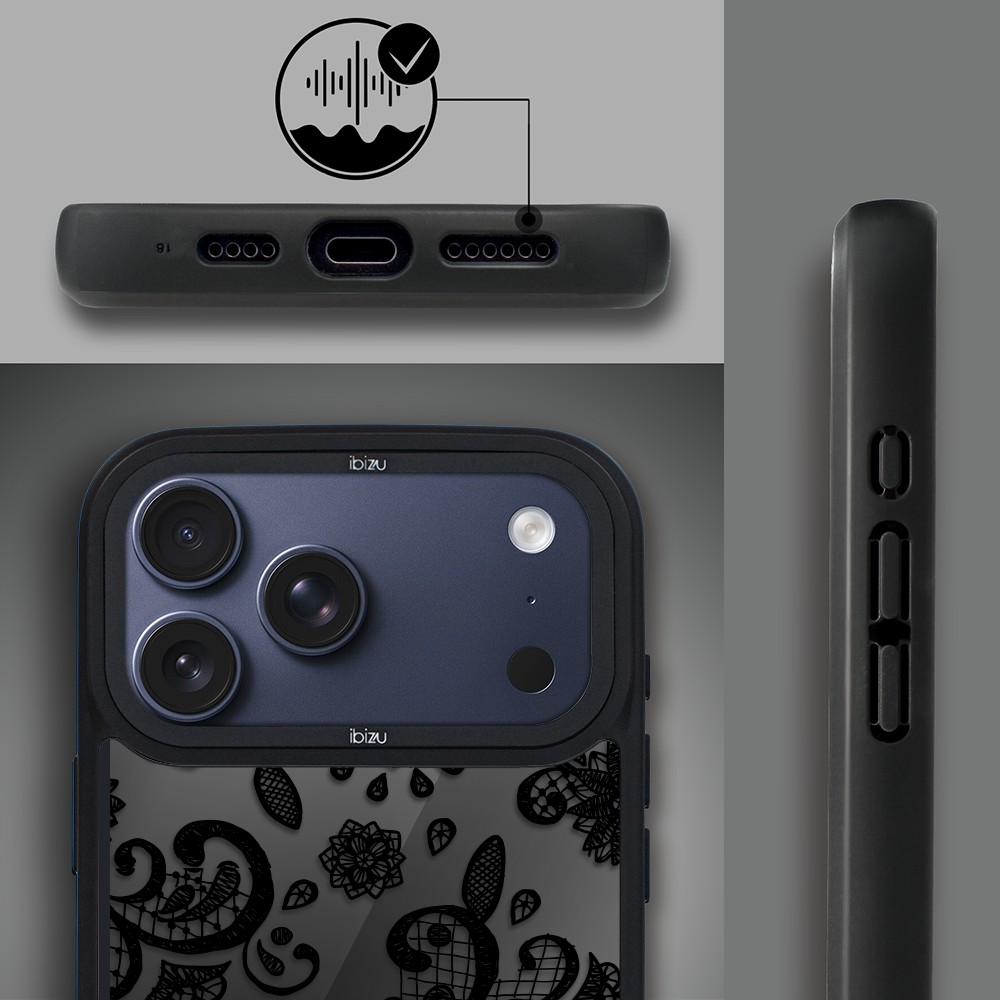 Etui do iPhone 17 Pro Max IBIZU DropGuard Matt z MagSafe, Midnight, Koronkowa czerń ip 17 pro-6