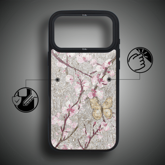 Etui do iPhone 17 Pro Max IBIZU DropGuard Matt z MagSafe, Modern Classics, Mozaika kwitnącej wiśni 17pro_DM-5