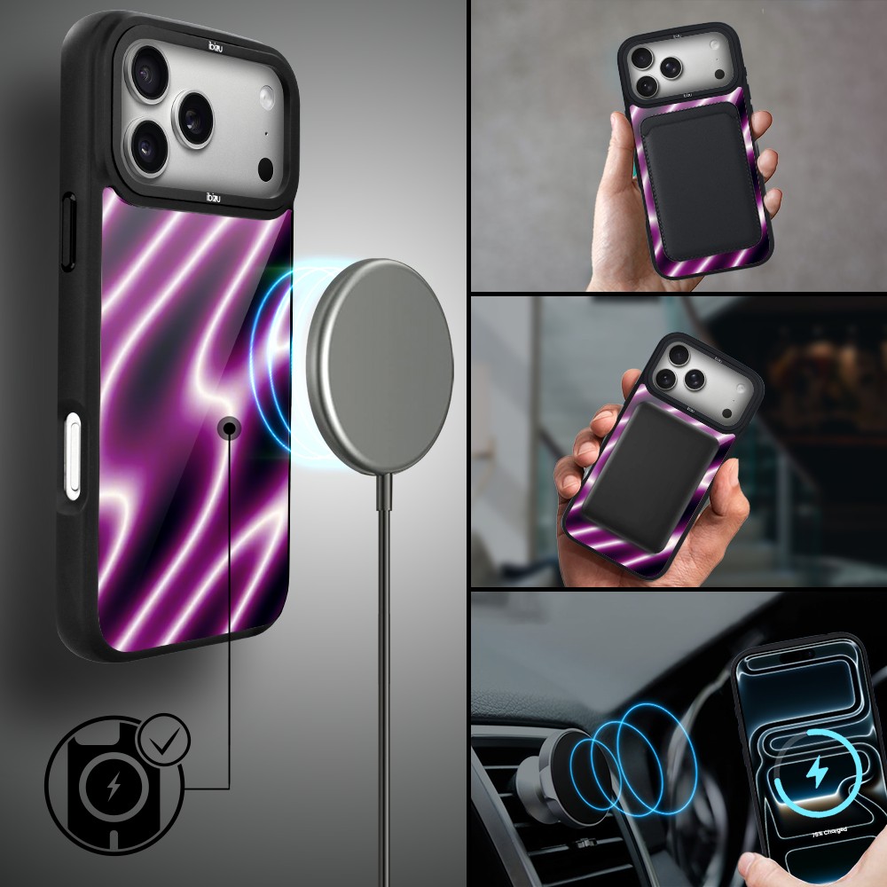 Etui do iPhone 17 Pro Max IBIZU DropGuard Matt z MagSafe, Twilight Dreams, Neonowa fala 17pro_DM-4