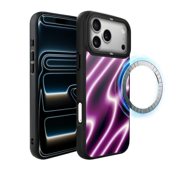 Etui do iPhone 17 Pro IBIZU DropGuard Matt z MagSafe, Twilight Dreams, Neonowa fala