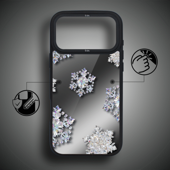 Etui do iPhone 17 Pro Max IBIZU DropGuard Matt z MagSafe, Zimowa magia, Królewskie płatki śniegu 17pro_DM-5