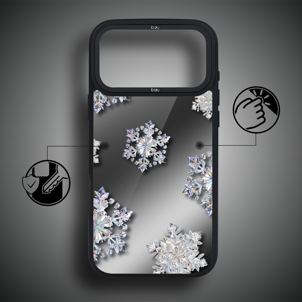 Etui do iPhone 17 Pro Max IBIZU DropGuard Matt z MagSafe, Zimowa magia, Królewskie płatki śniegu 17pro_DM-5