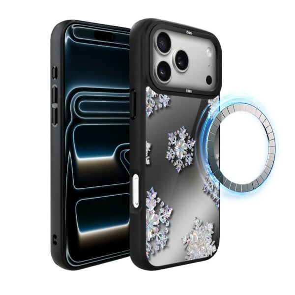 Etui do iPhone 18 Pro IBIZU DropGuard Matt z MagSafe, Zimowa magia, Królewskie płatki śniegu