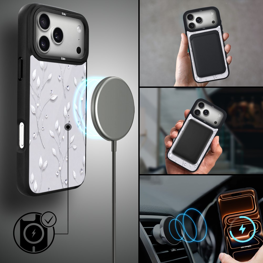 Etui do iPhone 17 Pro Max IBIZU DropGuard Matt z MagSafe, Zimowa magia, Lodowe kwiaty 17pro_DM-4