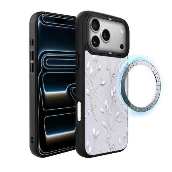 Etui do iPhone 17 Pro IBIZU DropGuard Matt z MagSafe, Lodowe kwiaty