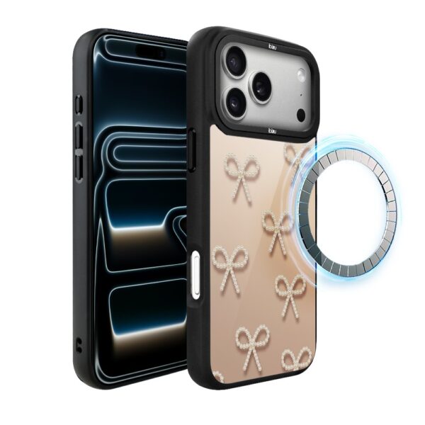 Etui do iPhone 17 Pro IBIZU DropGuard Matt z MagSafe, Perłowe kokardki