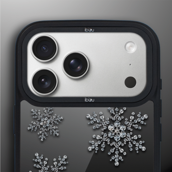 Etui do iPhone 17 Pro Max IBIZU DropGuard Matt z MagSafe, Zimowa magia, Płatki śniegu na czarnym lustrze 17pro_DM