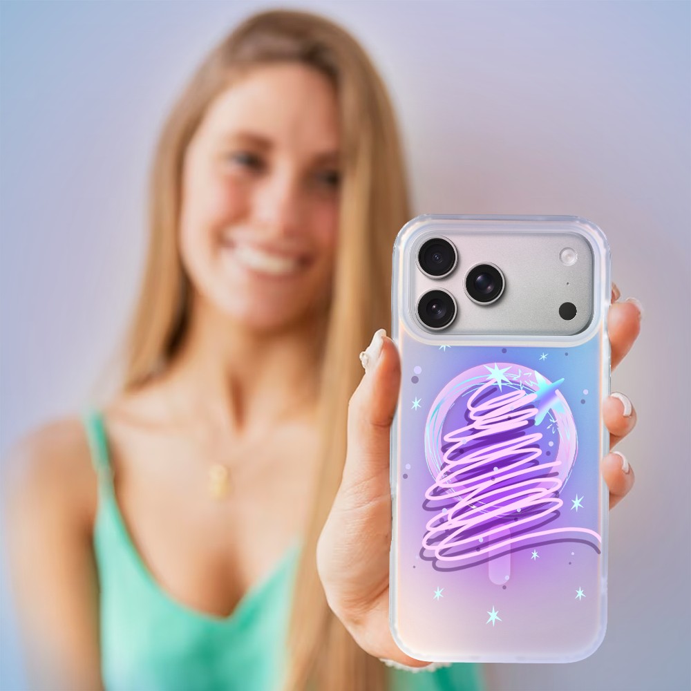 Etui do iPhone 17 Pro Max, MagSafe Christmas, neonowa choinka, zmieniające kolor 17 Pro i Pro Max-5