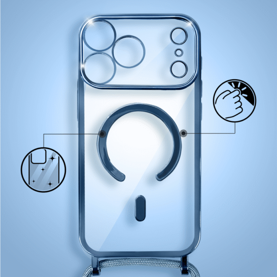 Etui do iPhone 17 Pro Max Magsafe Slim Crossbody, jak torebka, granatowe (6)