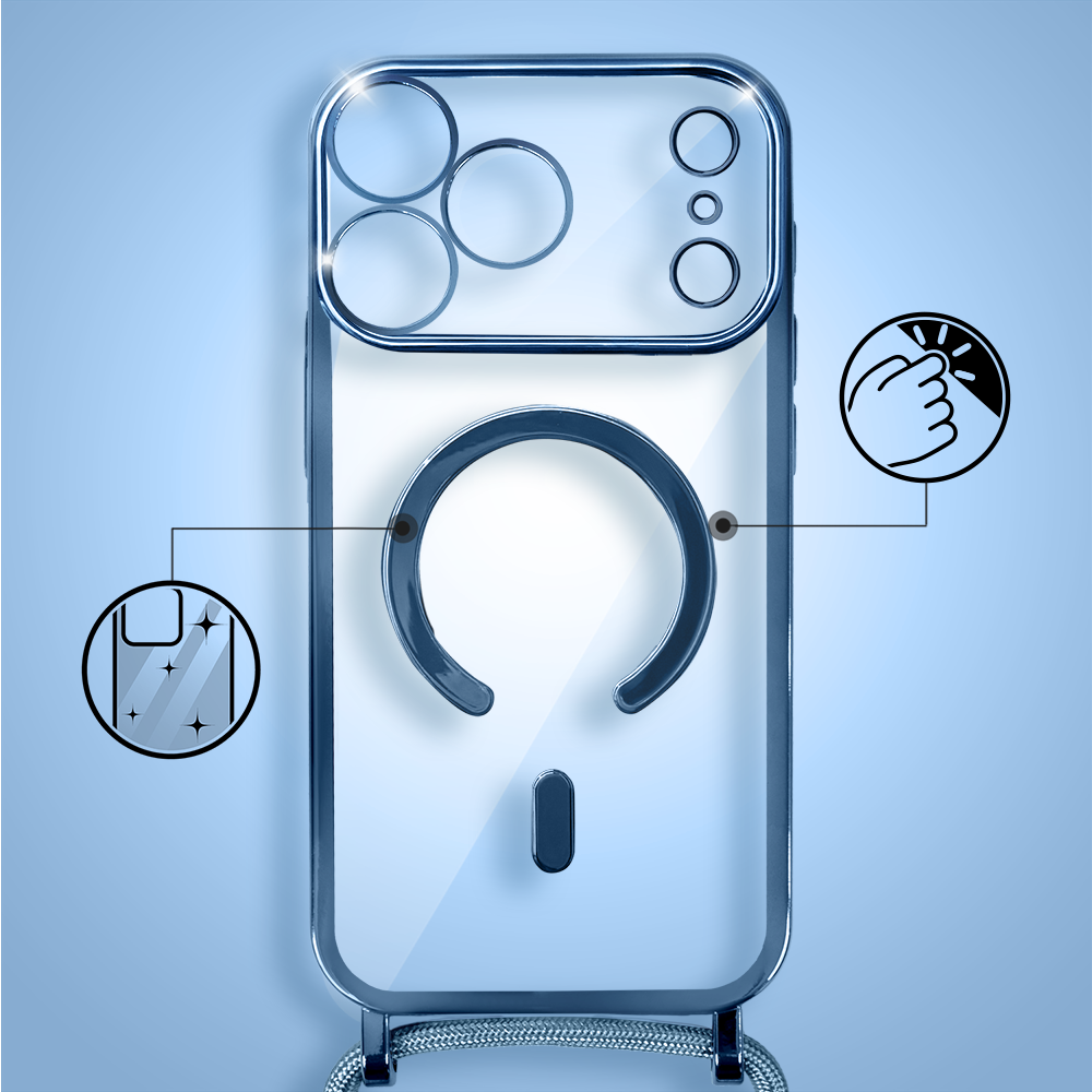 Etui do iPhone 17 Pro Max Magsafe Slim Crossbody, jak torebka, granatowe (6)