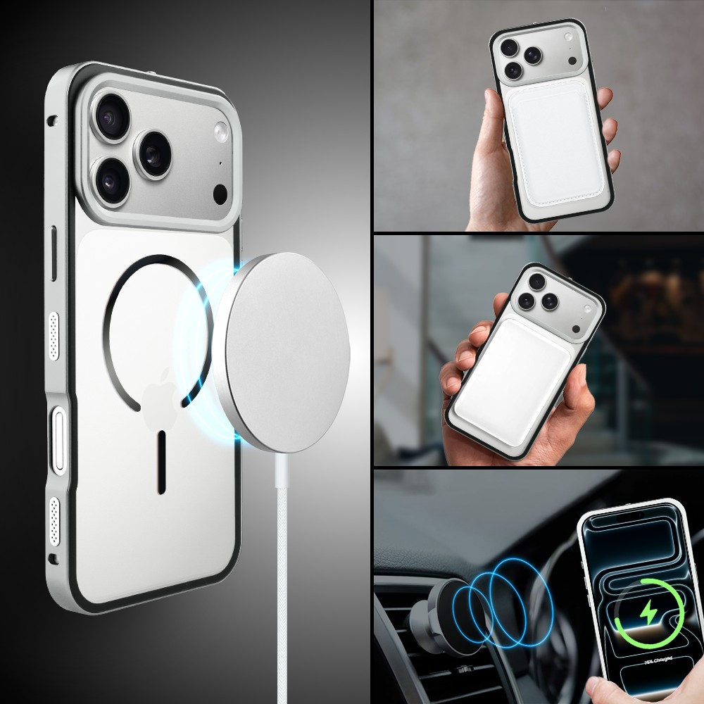 Etui do iPhone 17 Pro Max Metal Defender, metalowa ramka z MagSafe, srebrne (10)