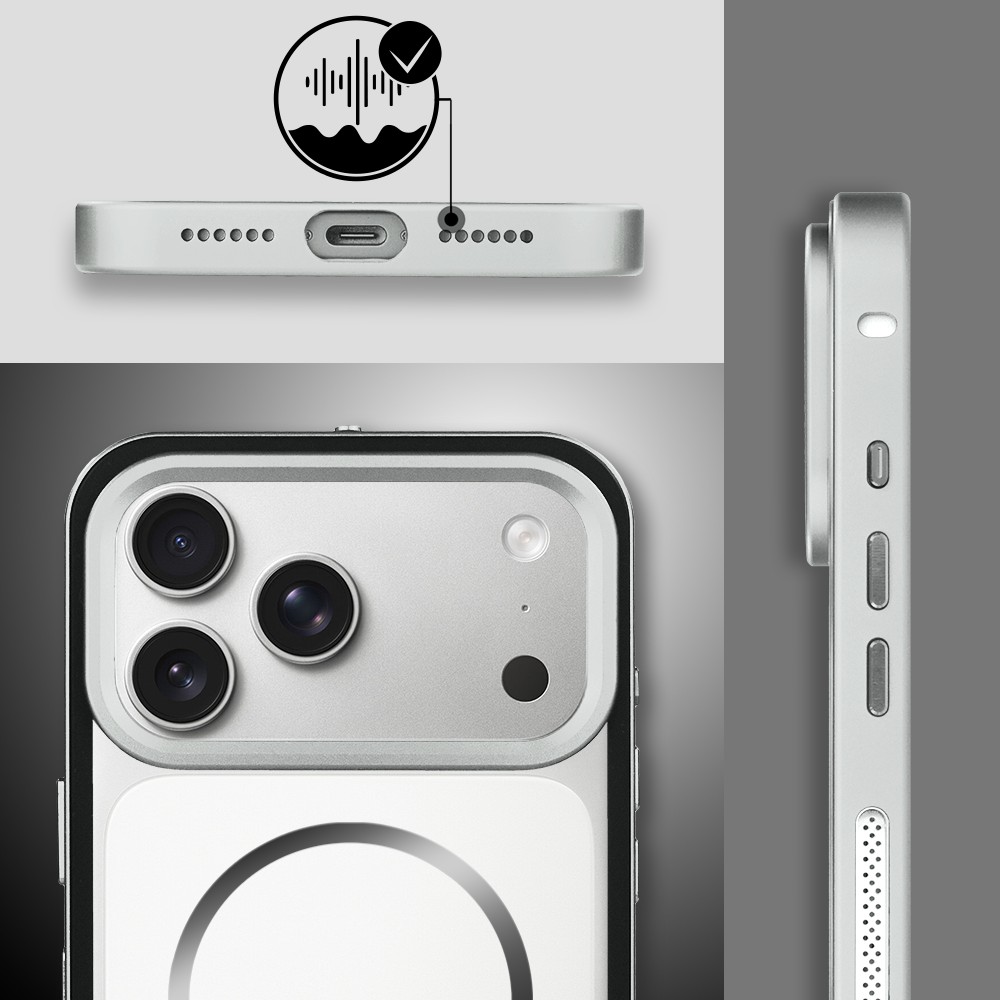 Etui do iPhone 17 Pro Max Metal Defender, metalowa ramka z MagSafe, srebrne (3)