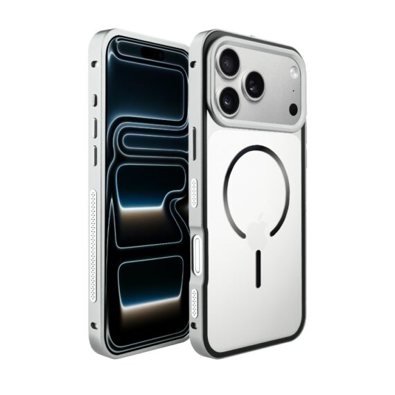 Etui do iPhone 17 Pro Max Metal Defender, metalowa ramka z MagSafe, srebrne (8)