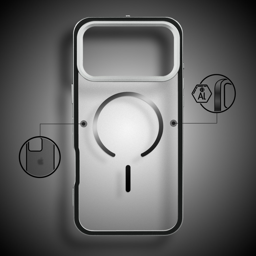 Etui do iPhone 17 Pro Max Metal Defender, metalowa ramka z MagSafe, srebrne (9)