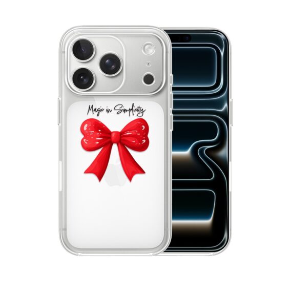 Etui do iPhone 17 Pro Max, Przytulne święta, Czerwona kokarda, przeźroczyste6