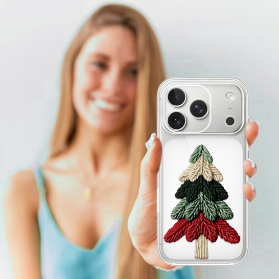 Etui do iPhone 17 Pro Max, Przytulne święta, Dziana choinka, przeźroczyste4