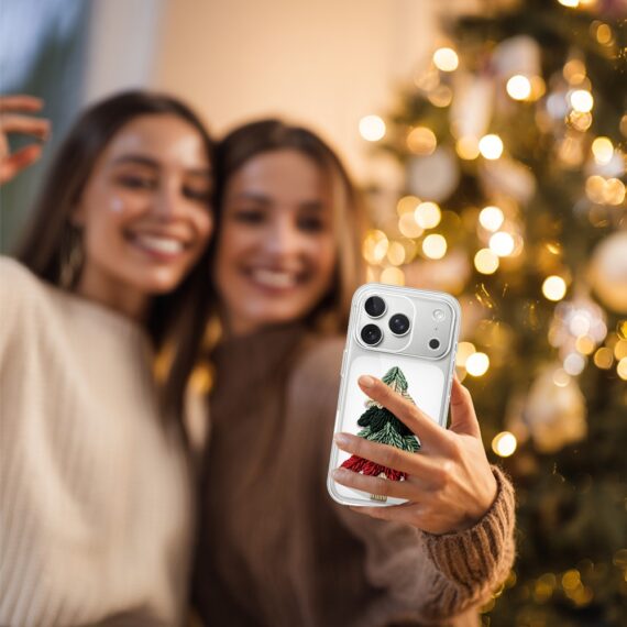 Etui do iPhone 17 Pro Max, Przytulne święta, Dziana choinka, przeźroczyste5