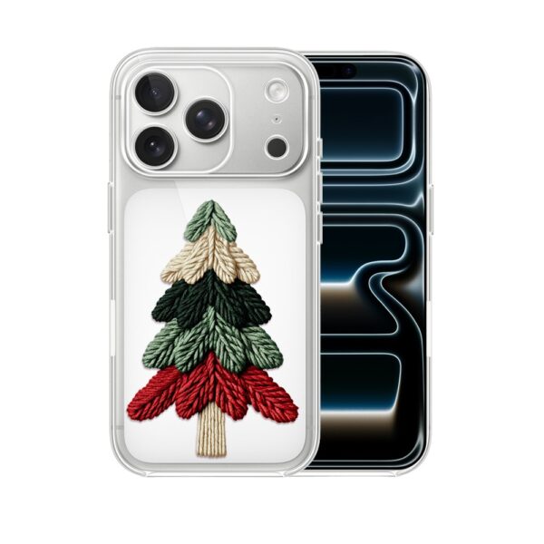 Etui do iPhone 17 Pro, Przytulne święta, Dziana choinka, przeźroczyste