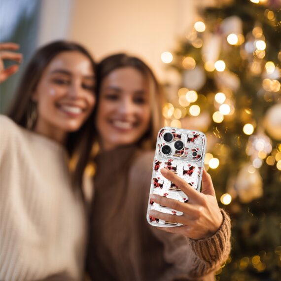 Etui do iPhone 17 Pro Max, Przytulne święta, Jamniki na saniach, przeźroczyste5