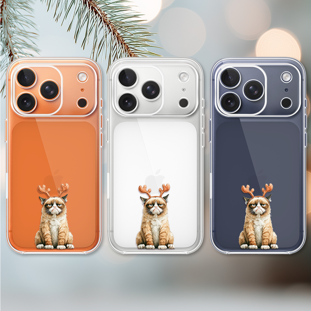 Etui do iPhone 17 Pro Max, Przytulne święta, Kot który nie chciał być reniferem, przeźroczyste2