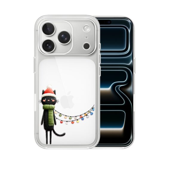 Etui do iPhone 17 Pro Max, Przytulne święta, Kot przebrany za elfa, przeźroczyste6