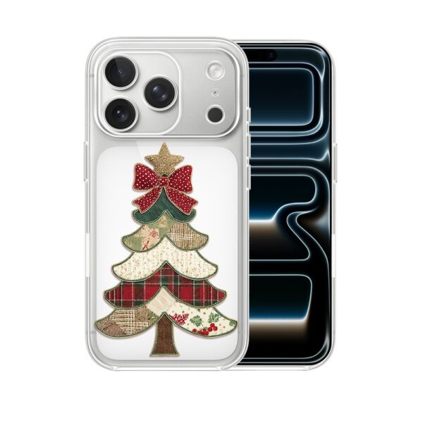 Etui do iPhone 17 Pro, Przytulne święta, Kraciasta choinka, przeźroczyste