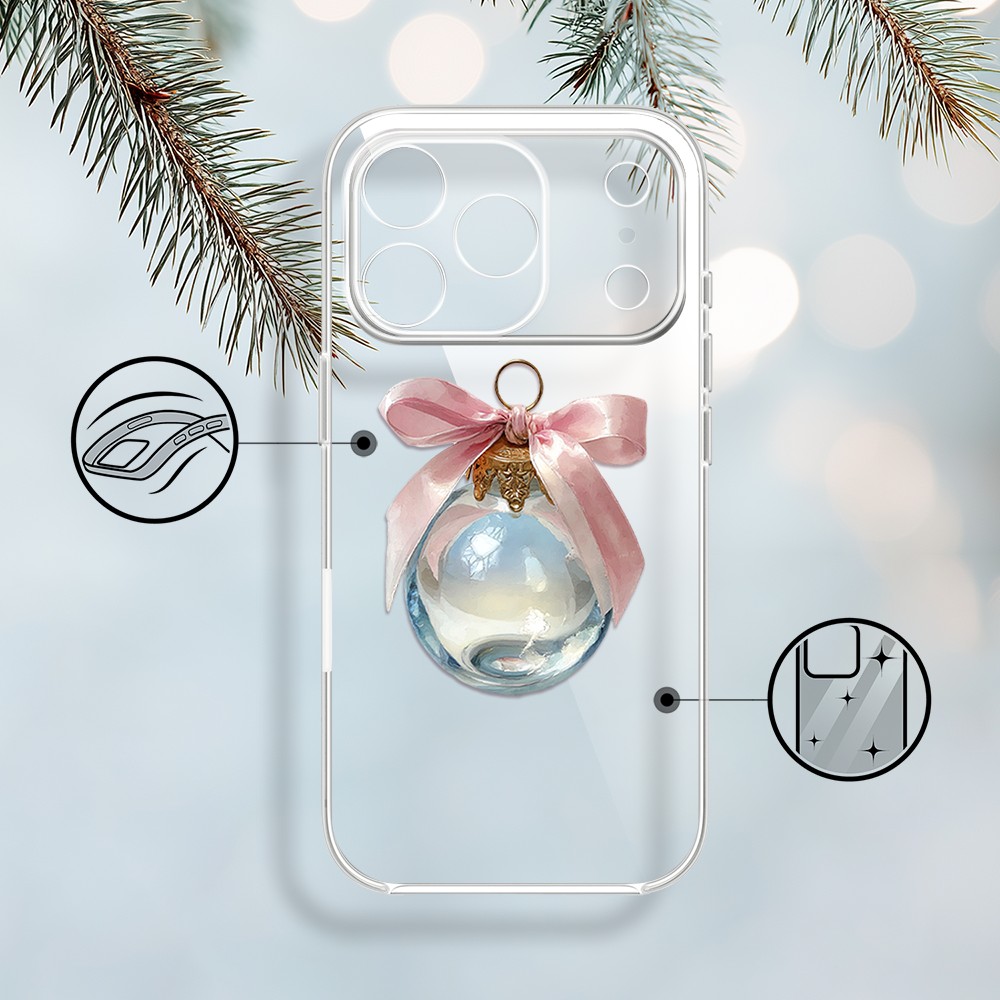 Etui do iPhone 17 Pro Max, Przytulne święta, Kryształowa bombka, przeźroczyste1