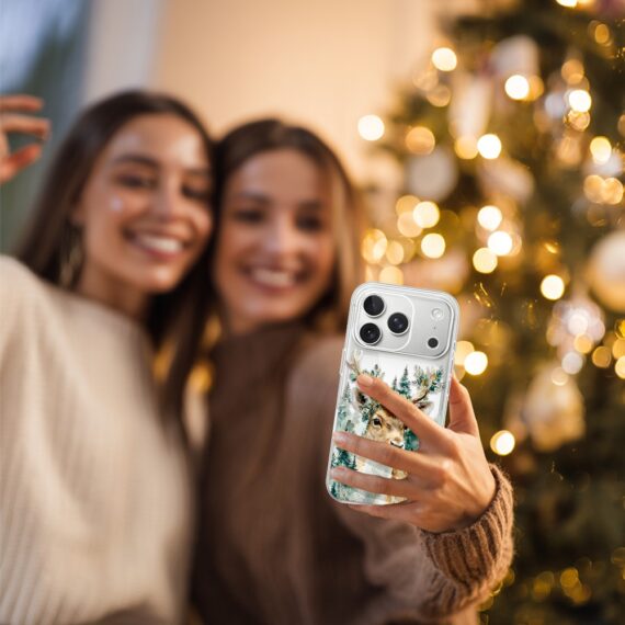Etui do iPhone 17 Pro Max, Przytulne święta, Leśny Jelonek, przeźroczyste5