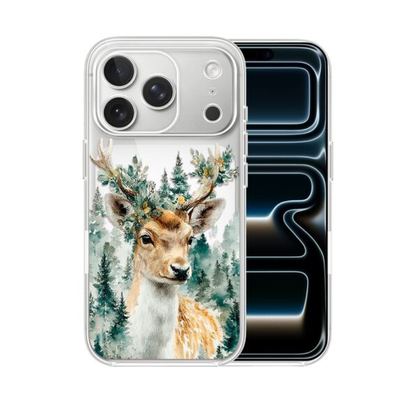 Etui do iPhone 17 Pro Max, Przytulne święta, Leśny Jelonek, przeźroczyste
