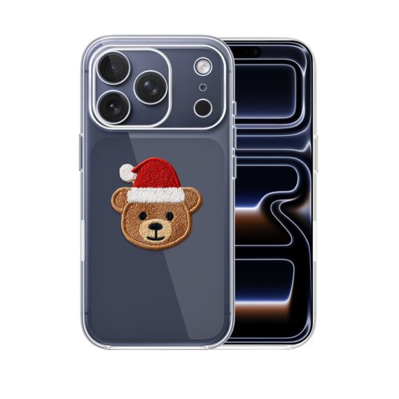 Etui do iPhone 17 Pro Max, Przytulne święta, Miś Mikołajek, przeźroczyste6