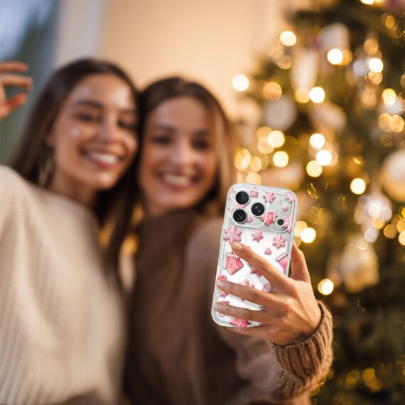 Etui do iPhone 17 Pro Max, Przytulne święta, Różowe pierniczki, przeźroczyste5
