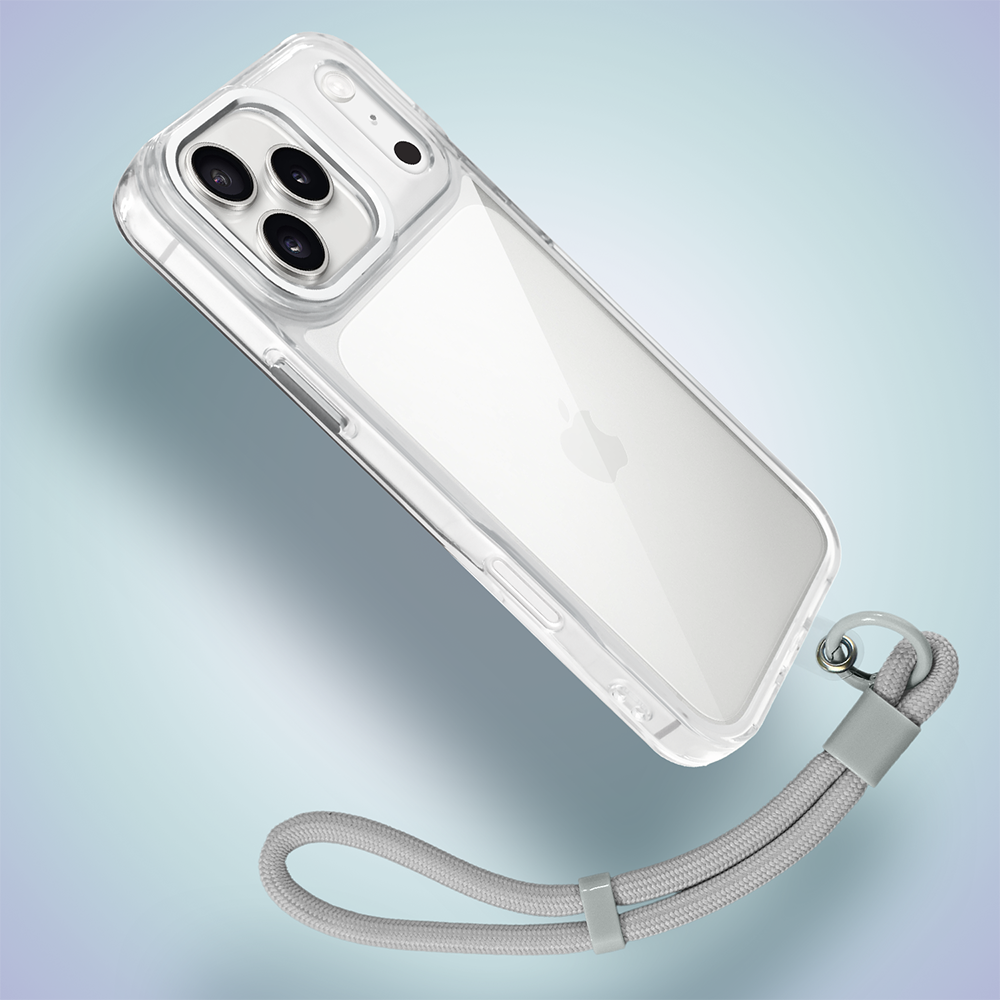 Etui do iPhone 17 Pro Max Super Hybrid, twardy tył, metalowe ozdoby, przeźroczyste (1)