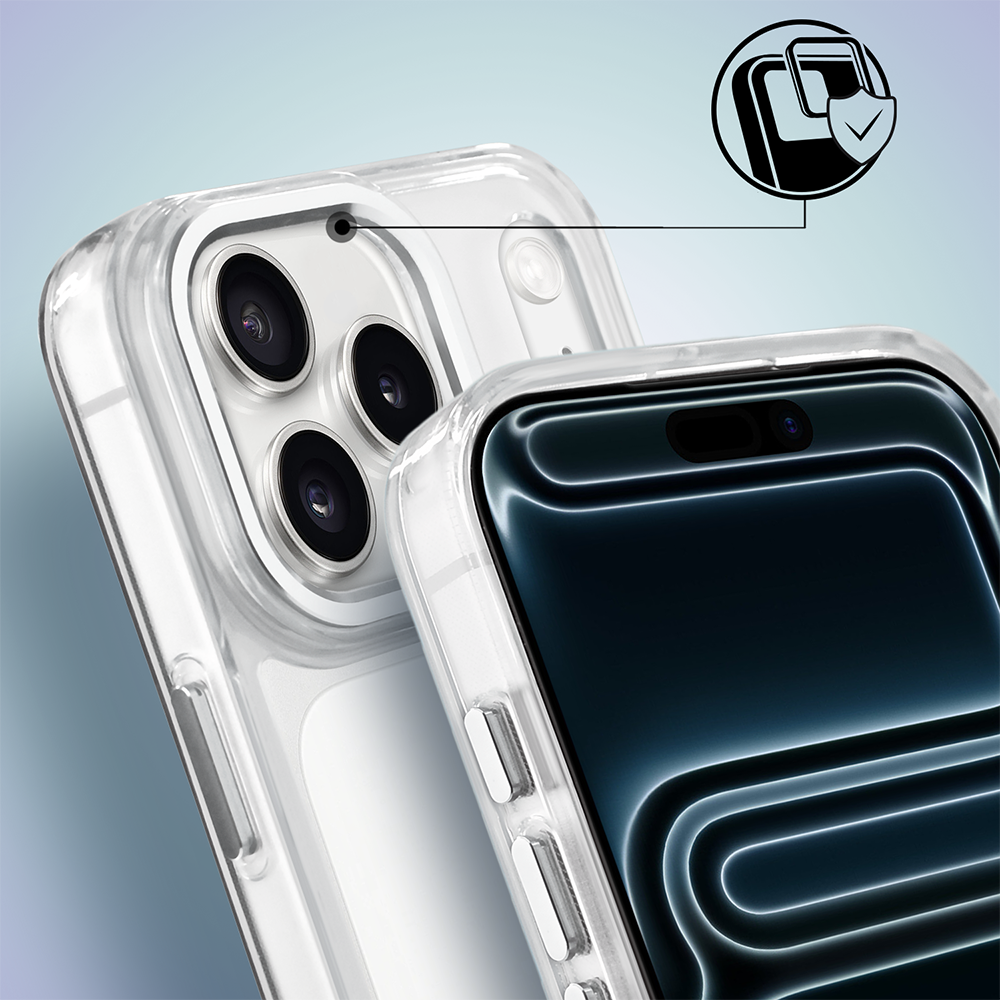 Etui do iPhone 17 Pro Max Super Hybrid, twardy tył, metalowe ozdoby, przeźroczyste (2)