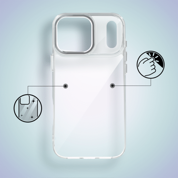 Etui do iPhone 17 Pro Max Super Hybrid, twardy tył, metalowe ozdoby, przeźroczyste (8)