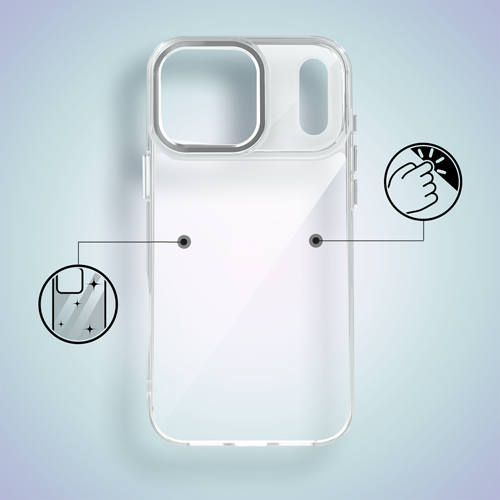 Etui do iPhone 17 Pro Max Super Hybrid, twardy tył, metalowe ozdoby, przeźroczyste (8)