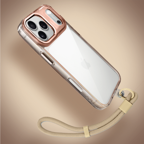 Etui do iPhone 17 Pro Max Super Hybrid, twardy tył, metalowe ozdoby, tytan pustynny (1)