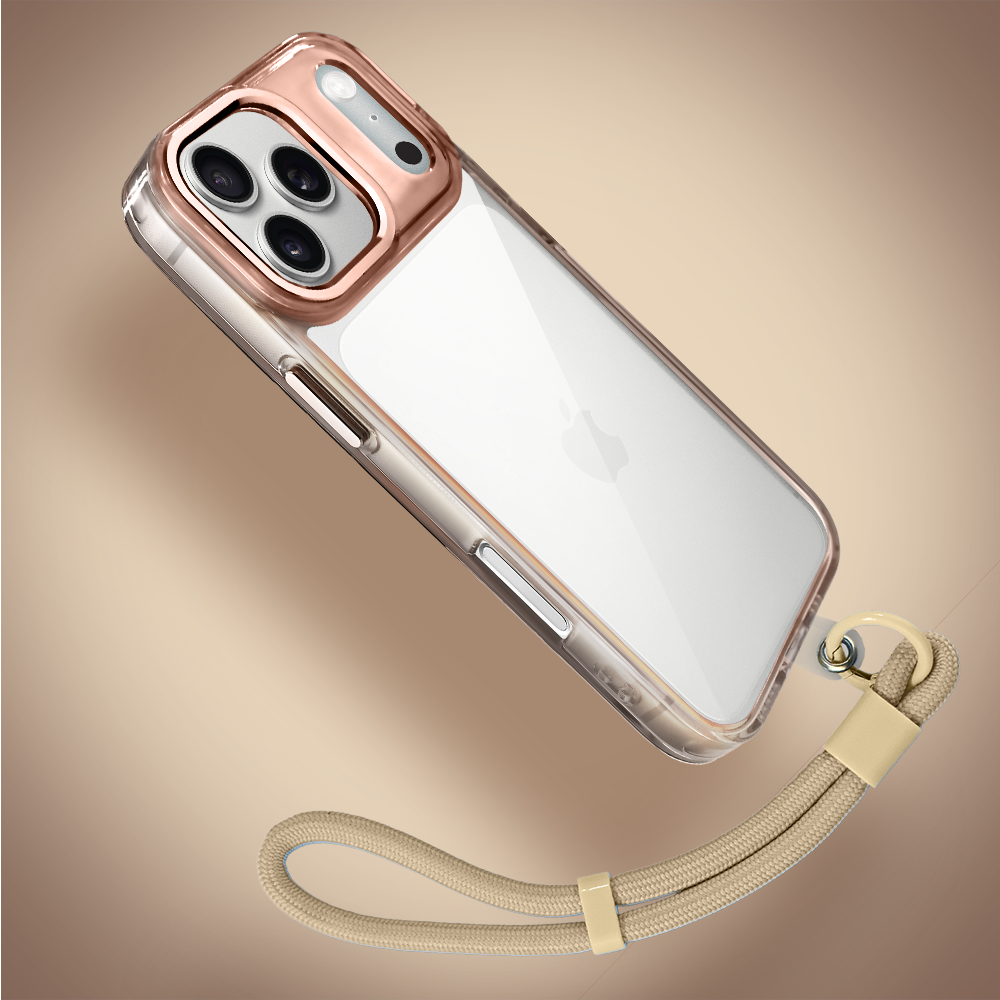 Etui do iPhone 17 Pro Max Super Hybrid, twardy tył, metalowe ozdoby, tytan pustynny (1)