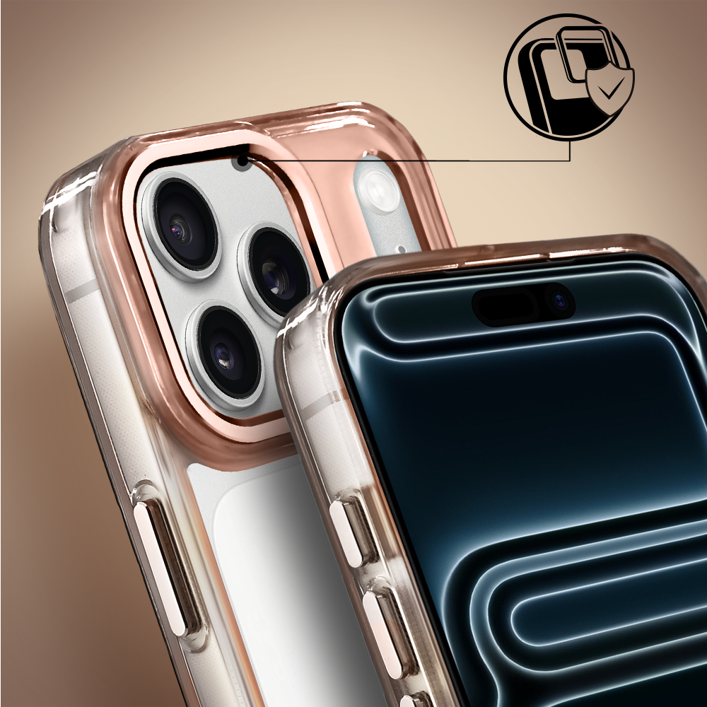 Etui do iPhone 17 Pro Max Super Hybrid, twardy tył, metalowe ozdoby, tytan pustynny (2)