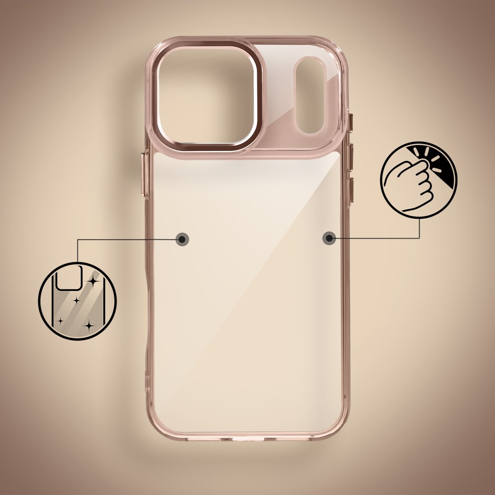 Etui do iPhone 17 Pro Max Super Hybrid, twardy tył, metalowe ozdoby, tytan pustynny (8)