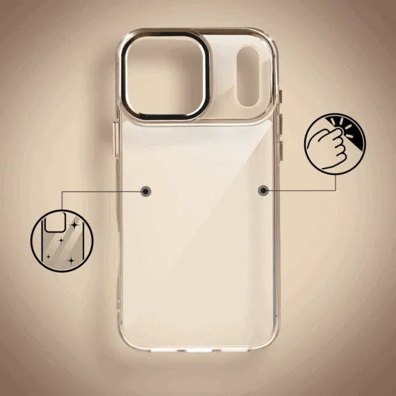 Etui do iPhone 17 Pro Max Super Hybrid, twardy tył, metalowe ozdoby, tytan pustynny - nowe (7)