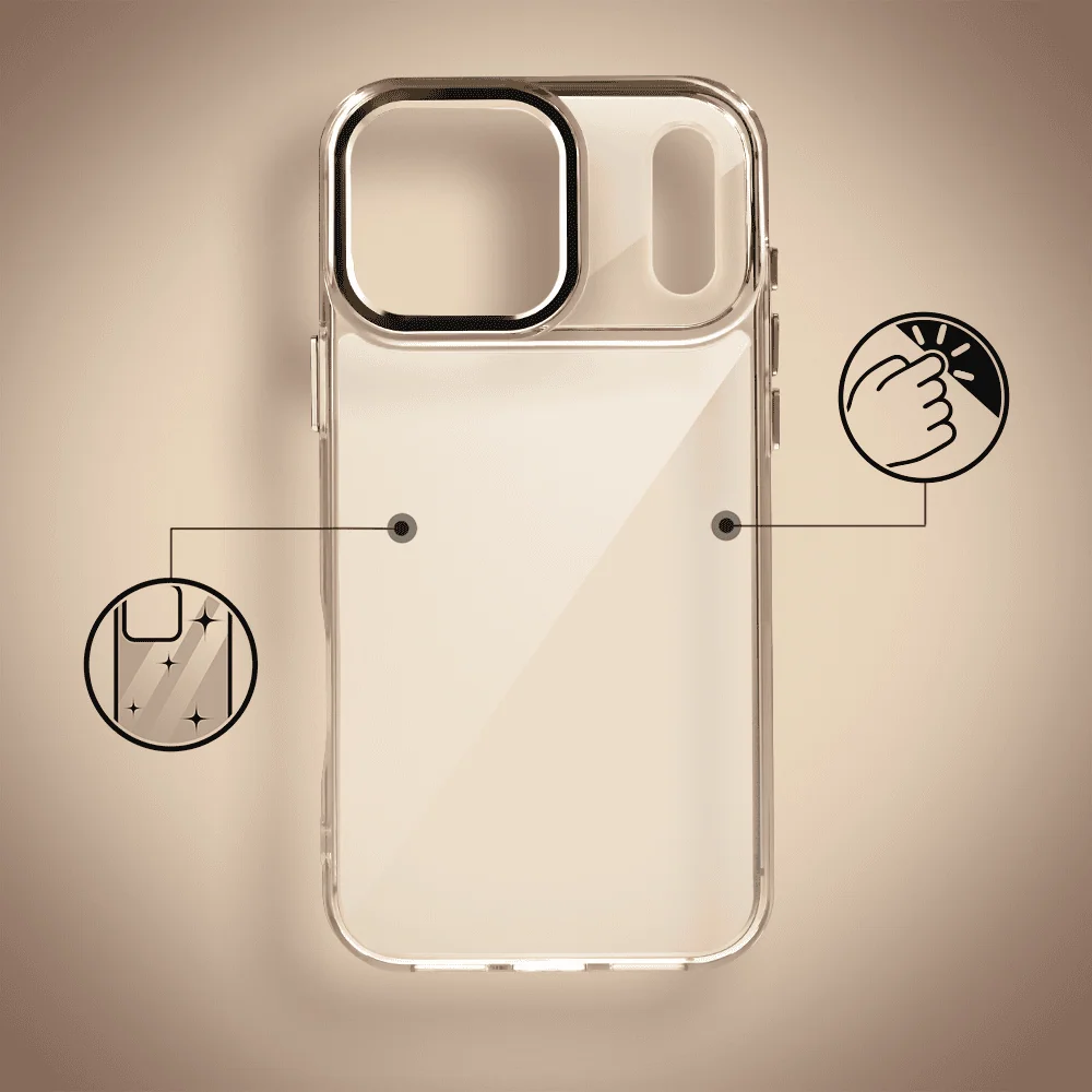 Etui do iPhone 17 Pro Max Super Hybrid, twardy tył, metalowe ozdoby, tytan pustynny - nowe (7)