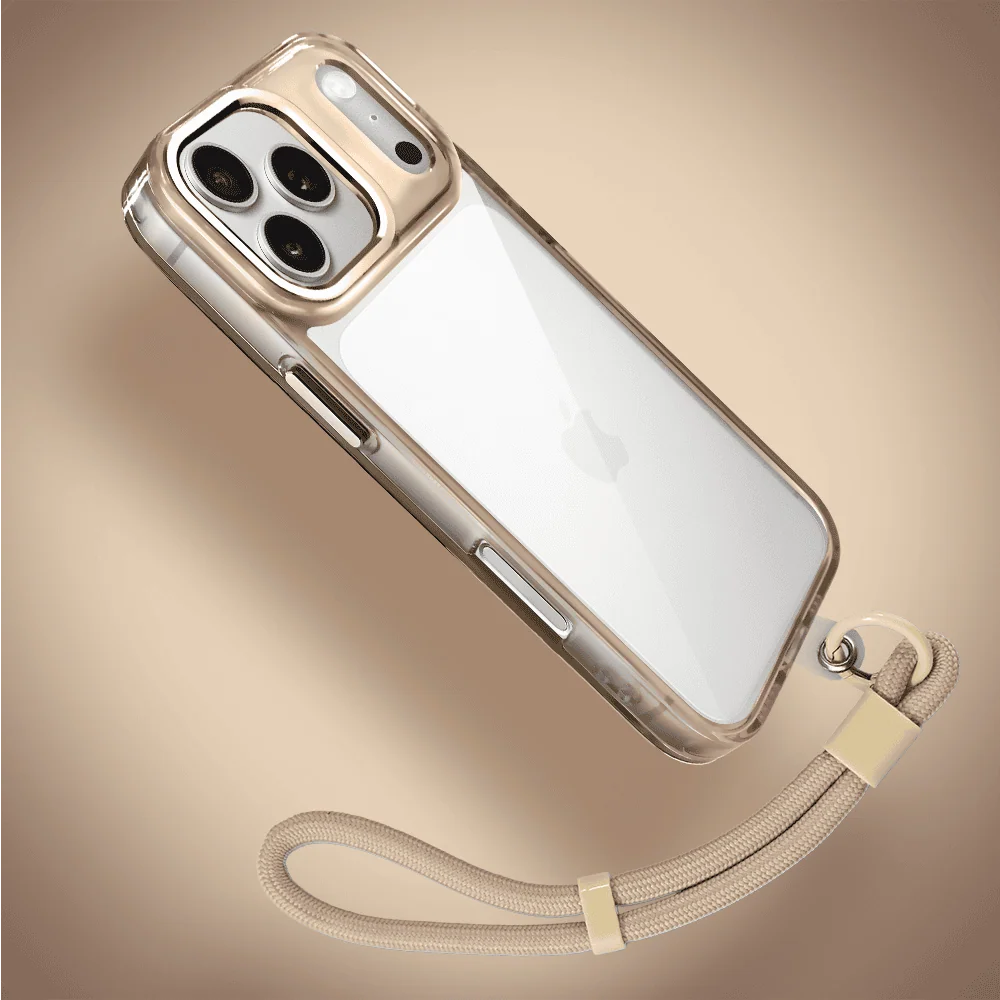 Etui do iPhone 17 Pro Max Super Hybrid, twardy tył, metalowe ozdoby, tytan pustynny - nowe (8)
