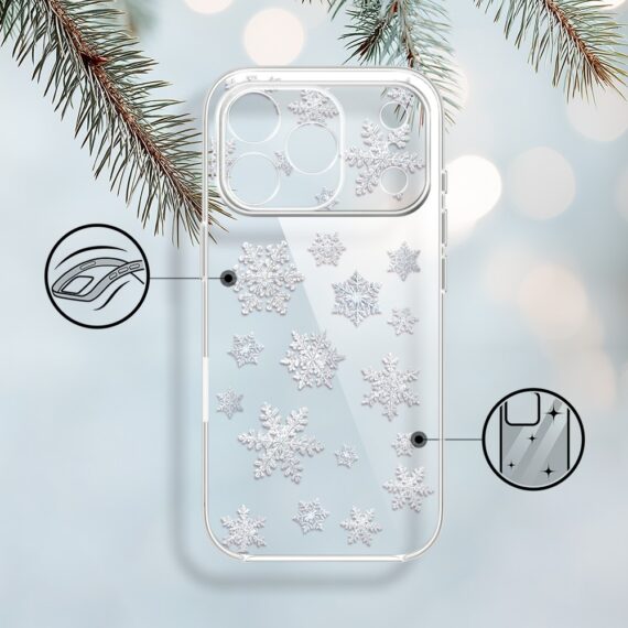 Etui do iPhone 17 Pro Max, Zimowa Magia, Delikatne płatki śniegu, przeźroczyste1