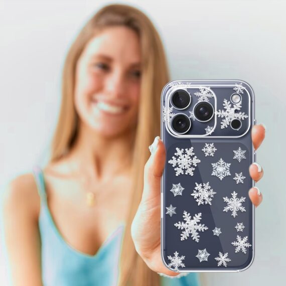Etui do iPhone 17 Pro Max, Zimowa Magia, Delikatne płatki śniegu, przeźroczyste4