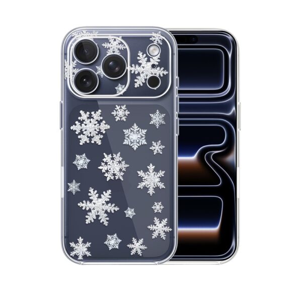 Etui do iPhone 17 Pro, Zimowa Magia, Delikatne płatki śniegu, przeźroczyste