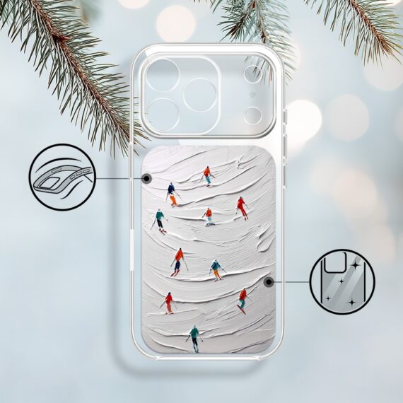 Etui do iPhone 17 Pro Max, Zimowa Magia, Narciarski obraz, przeźroczyste1
