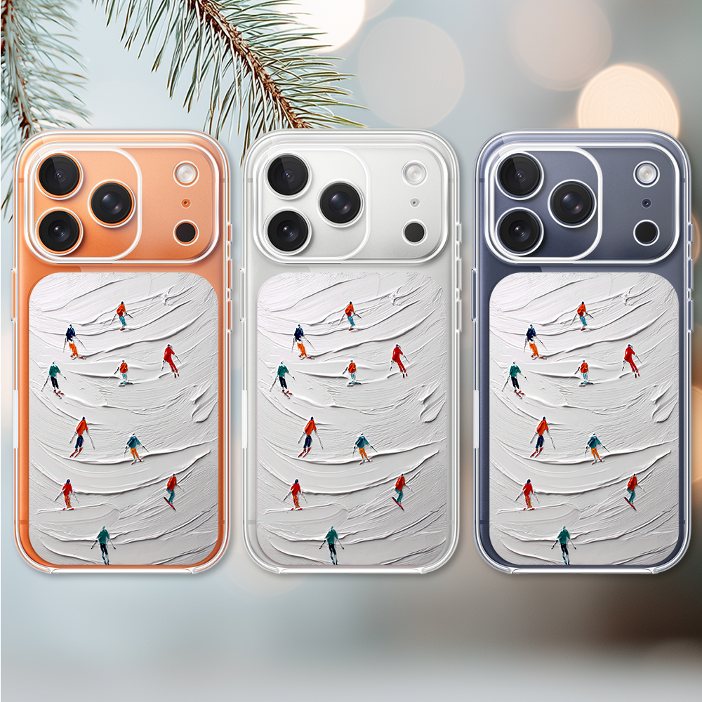 Etui do iPhone 17 Pro Max, Zimowa Magia, Narciarski obraz, przeźroczyste2