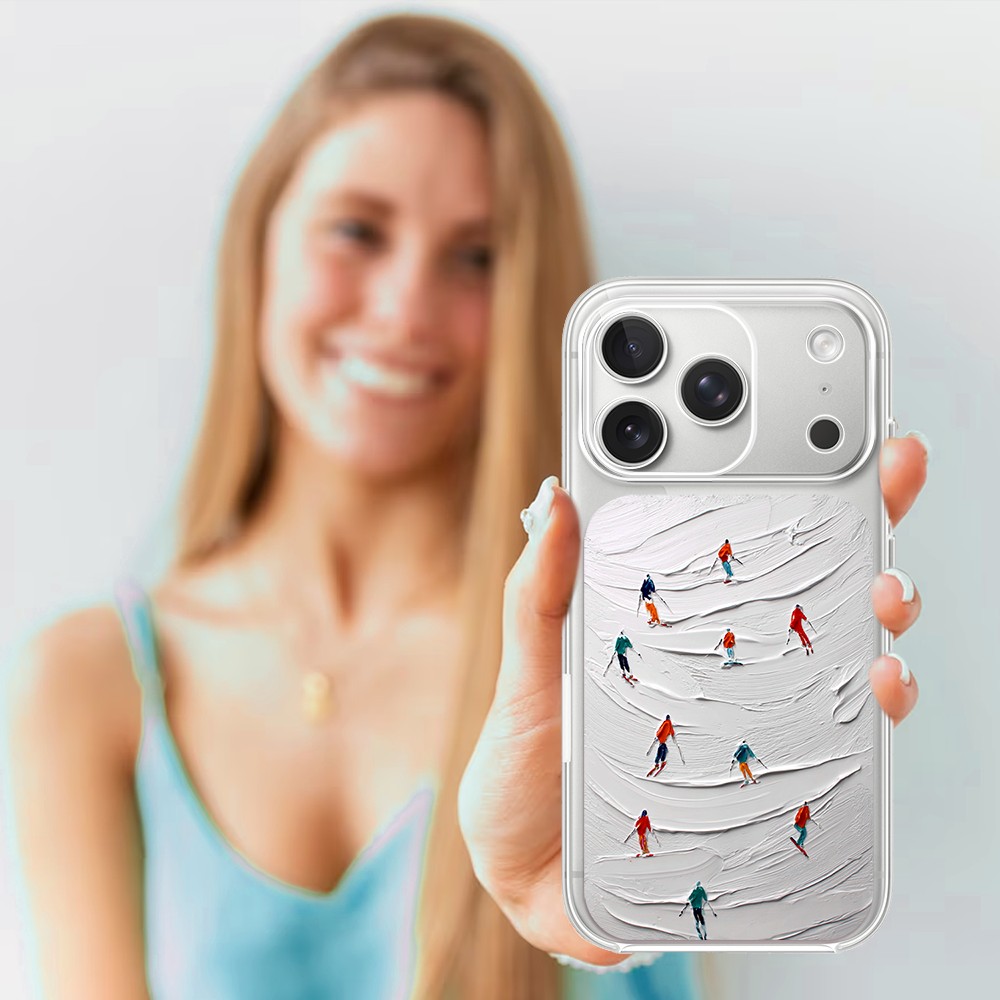 Etui do iPhone 17 Pro Max, Zimowa Magia, Narciarski obraz, przeźroczyste4